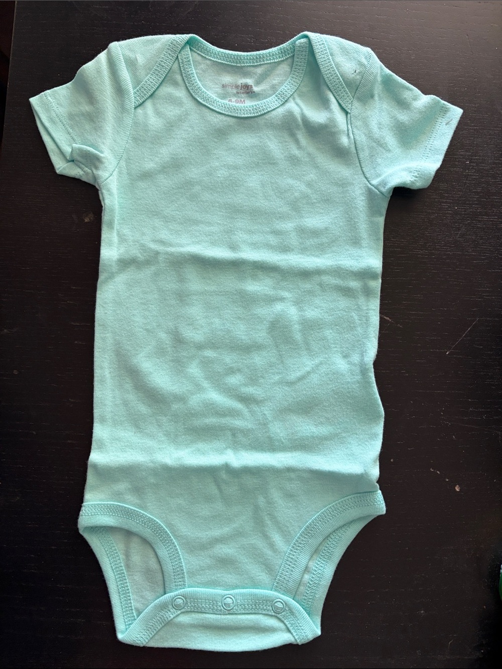 Simple Mint Green Short-Sleeve Baby Bodysuit